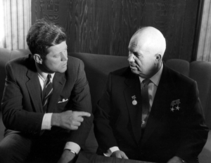 President Kennedy conferring with Premier Khrushchev