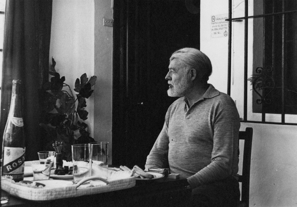 EH10478P 1959 Ernest Hemingway dines at Valcargado, Antonio Ordonez' ranch near Cádiz, Spain. Copyright status: Unknown. Please credit, Ernest Hemingway Photo Collection. John F. Kennedy Presidential Library and Museum, Boston. 